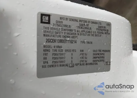 2008 Chevrolet Silverado 1500 Lt1 from USA, damaged, VIN 2GCEK13MX81116214